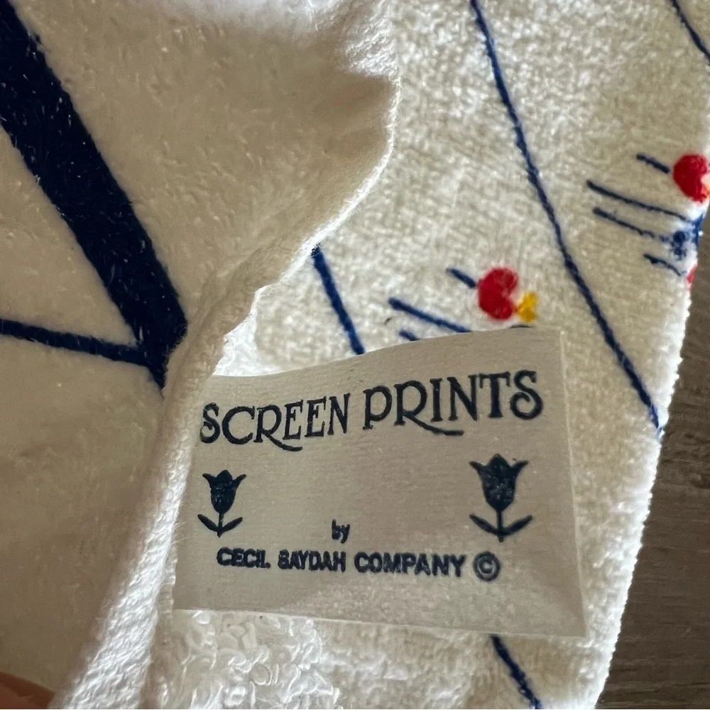 Vintage Cecil Saydah Screen Prints Kitchen Hand Towel 1984 Tulips New Old Stock